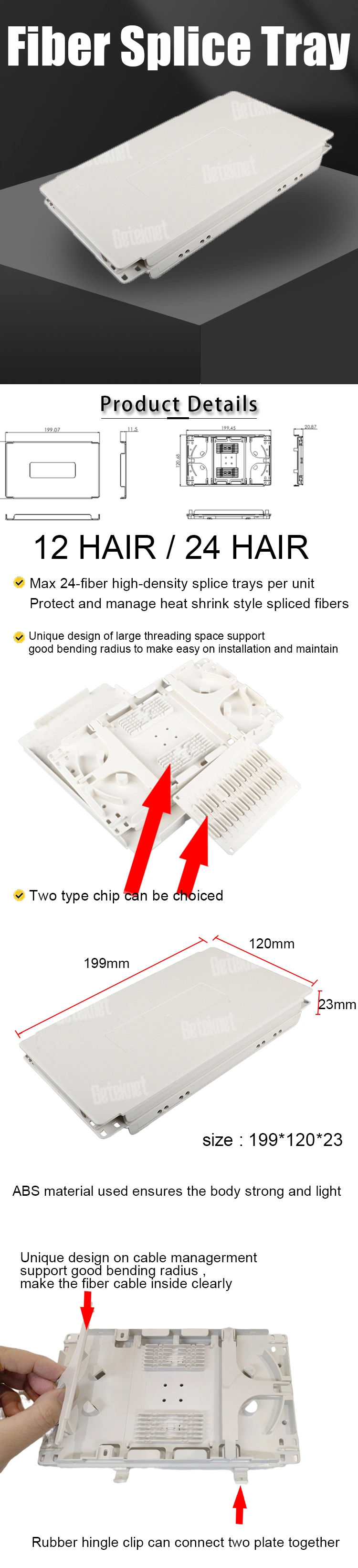 Gcabling Tray 4 6 12 Fo Fiber Optic Splice Tray